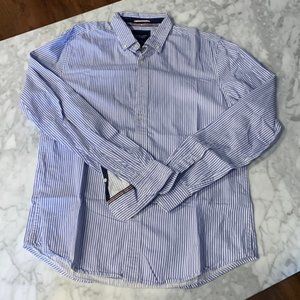 Denim and flower striped shirt